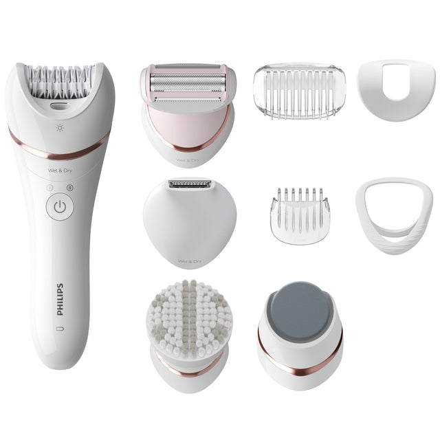 Philips Epilator Series 8000, Electric Hair Removal Device with 5‑in‑1 Shaver, Trimmer, Pedicure & Body Exfoliator X2
