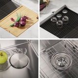 KRAUS 32 in. Workstation Undermount Sink with Faucet and Accessories