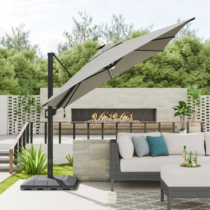 Sirio 4 m x 3 m (13 ft. x 10 ft.) Cantilever Umbrella with Solar Powered LED