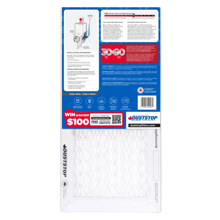 Duststop MERV 8 Premium Pleated Furnace Filter, 12-pack