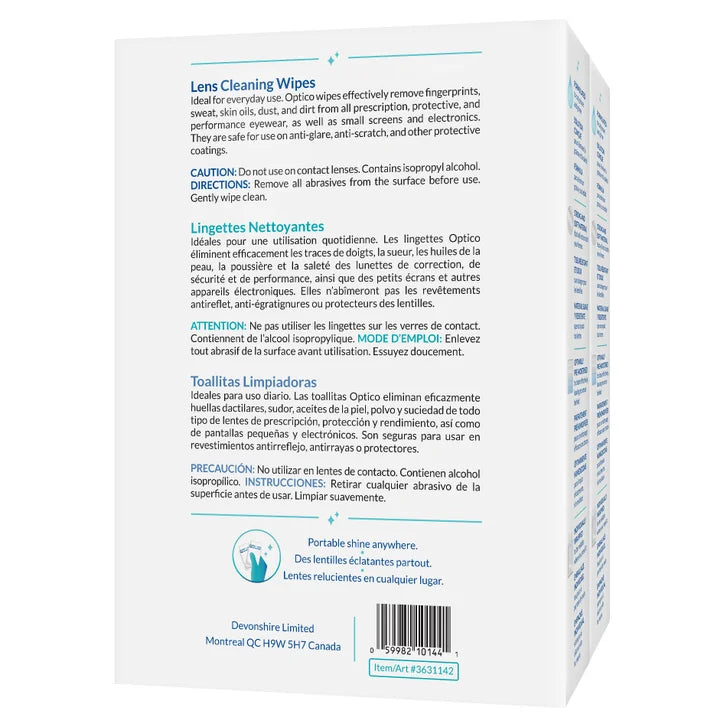 Optico Professional Cleaning Wipes for Optical and Electronic Surfaces 2 × 99 Wipes