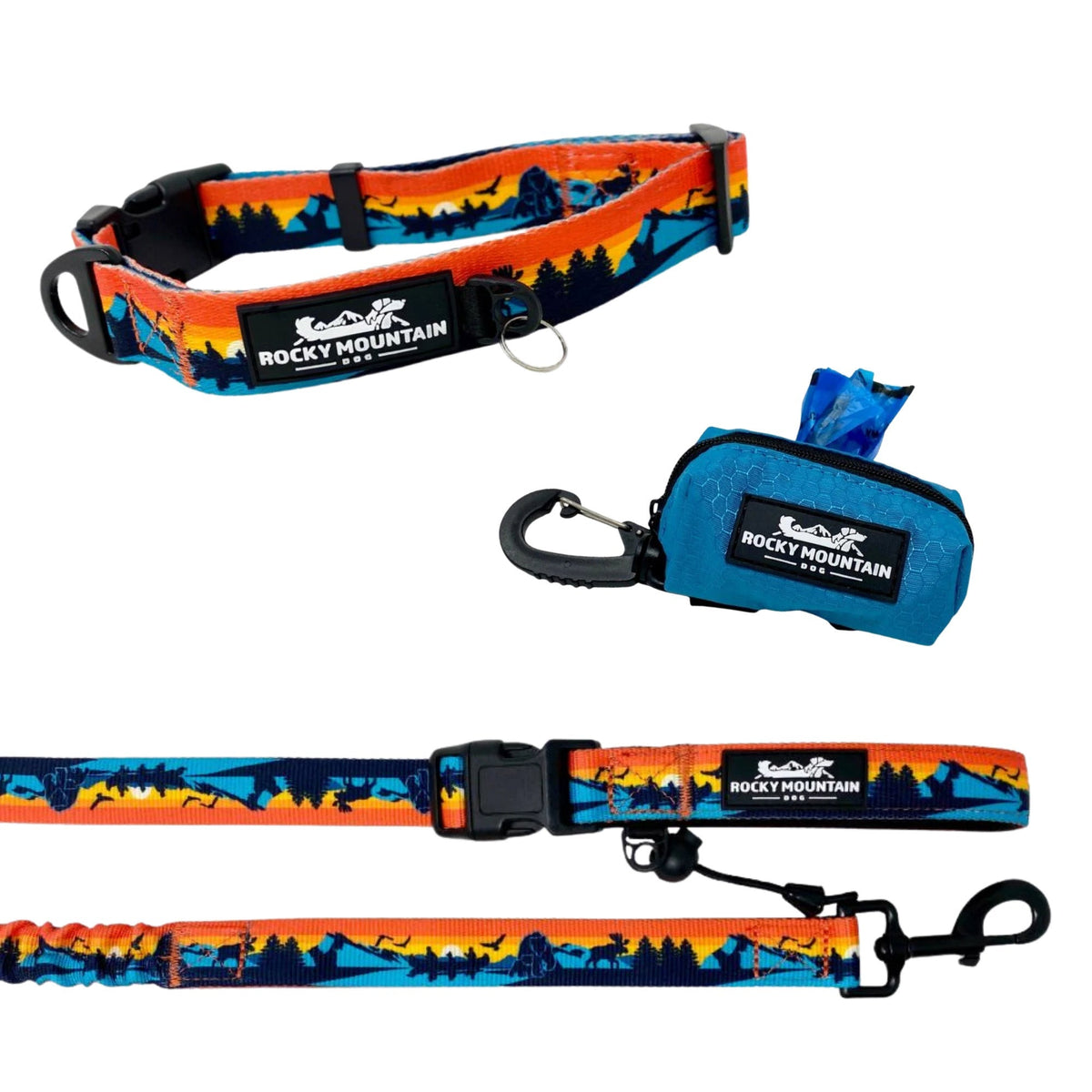 Rocky Mountain Dog Collar, Leash and Poo Bag Dispenser Bundle