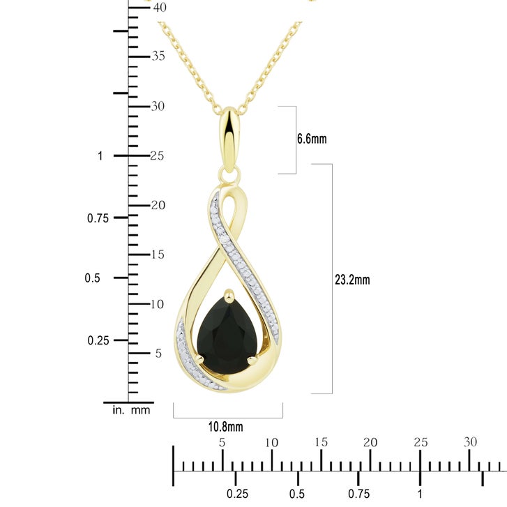 Pear Cut Onyx and Diamond Pendant (0.005 ctw)