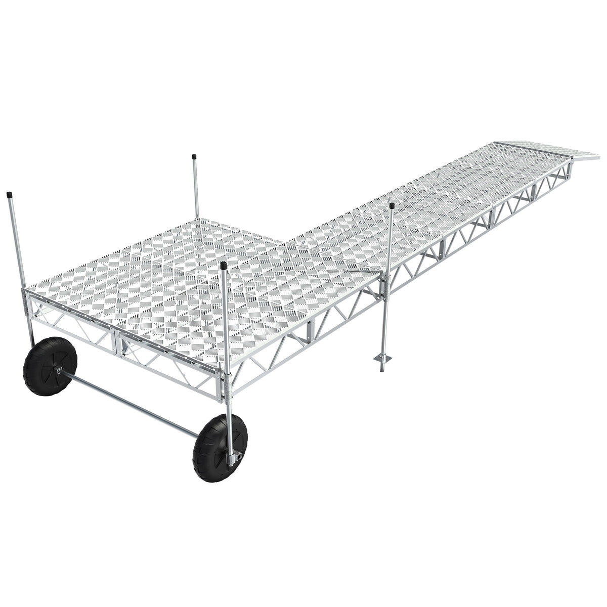 Multinautic QP-320 P-Shape 7.31 m (24 ft.) Long Aluminium Truss Frame Roll-In Dock Kit with Polymer Decking and Ramp
