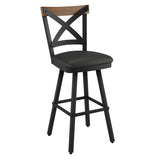 Amisco Snyder Swivel Counterstool in Black and Brown Polyurethane Upholstery