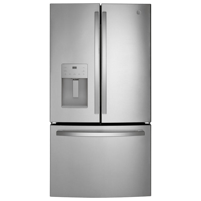GE 36 in. 21.9 cu. ft. Stainless Steel Counter-Depth French Door Refrigerator with External Ice and Water Dispenser J6