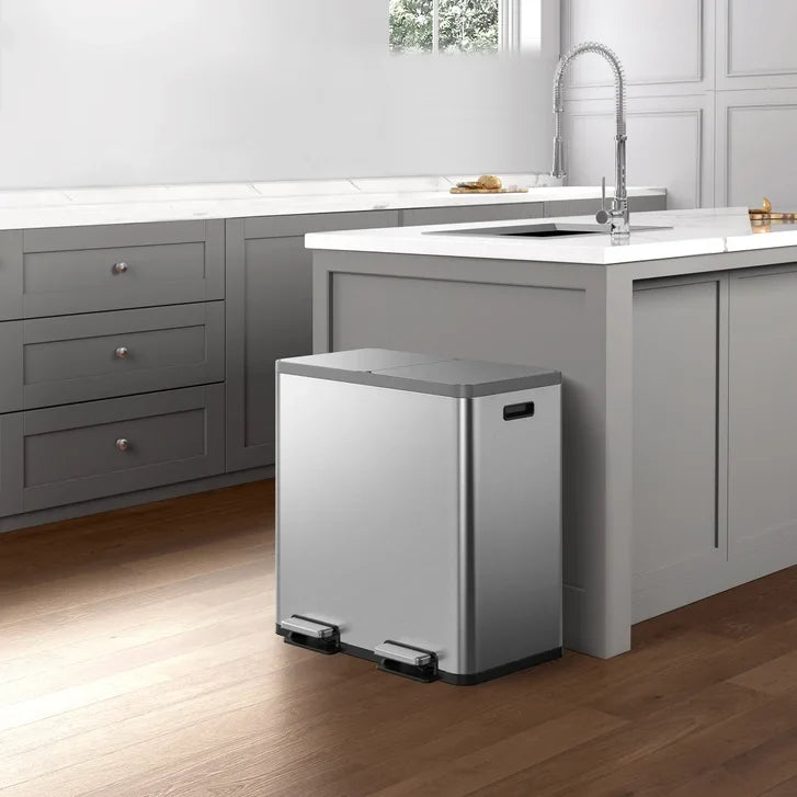 EKO 42L+42L Dual Compartment Stainless Steel Step Can