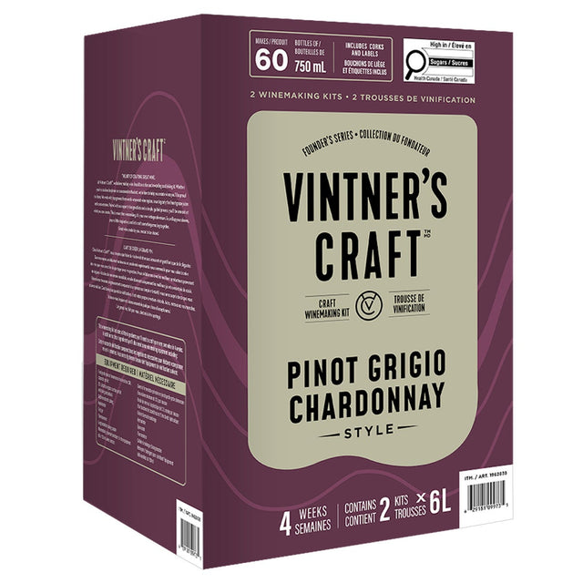 Vintner's Craft Pinot Grigio Chardonnay Style Craft Winemaking Kit, 2 × 6 L T2