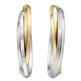High Polish Double Row Hoop Earrings in Two-Tone Gold