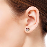 Round Cut Ruby, Pink Sapphire and Diamond Heart Shaped Earrings (0.07 ctw)