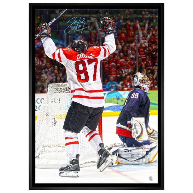 Frameworth Sidney Crosby Team Canada Signed Framed 20×29 Golden Goal Canvas V7