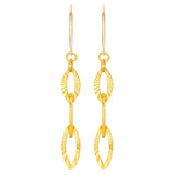 Diamond Cut Oval Dangle Earrings in 24-kt Yellow Gold