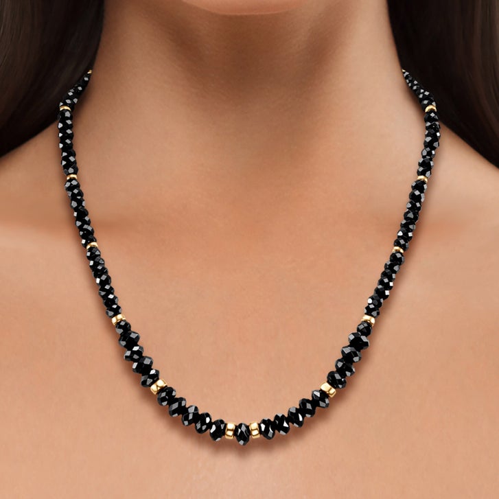 4 - 8 mm Faceted Black Onyx Necklace