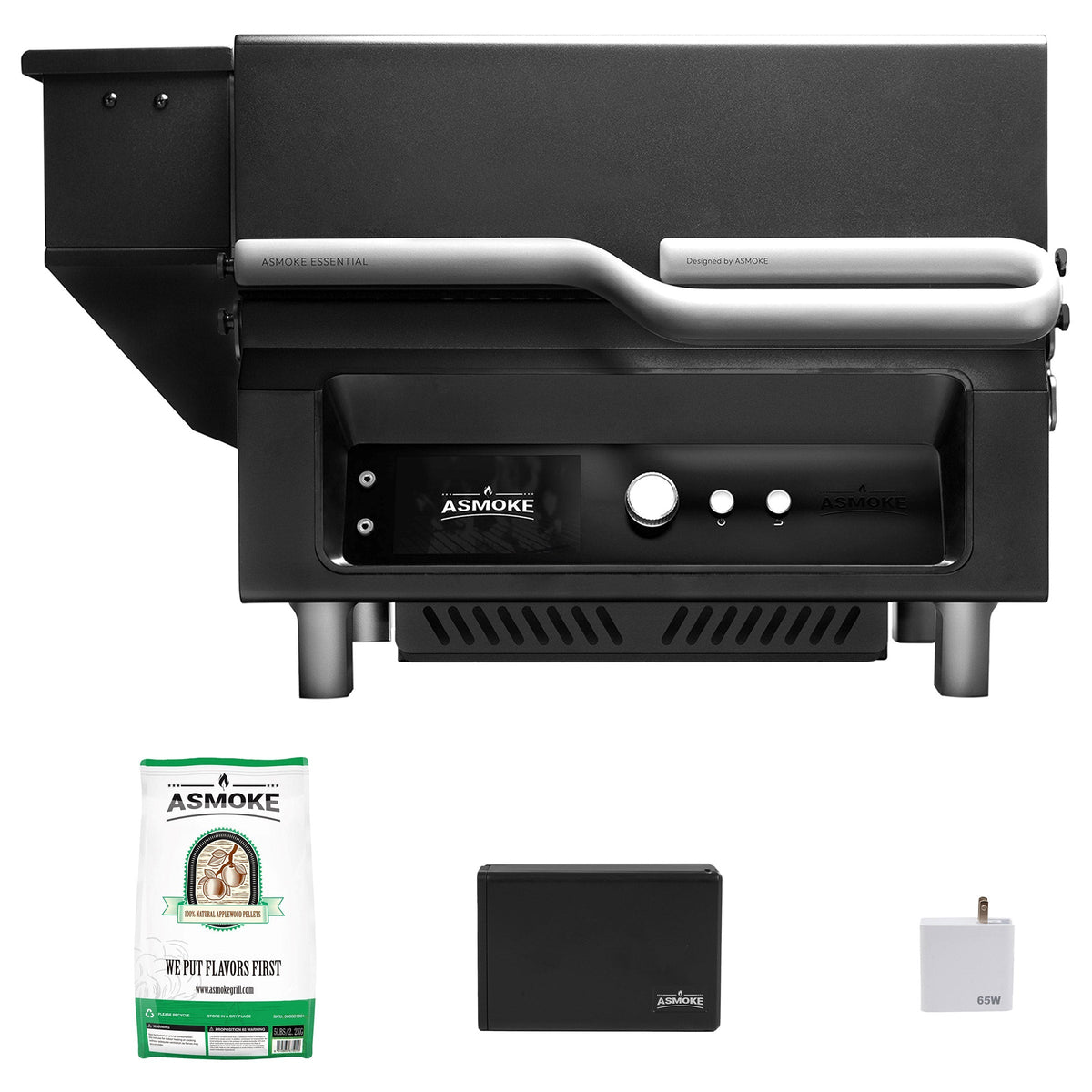 ASMOKE Essential Portable Wood Pellet Grill and Smart Smoker with Built - in Screen Bundle