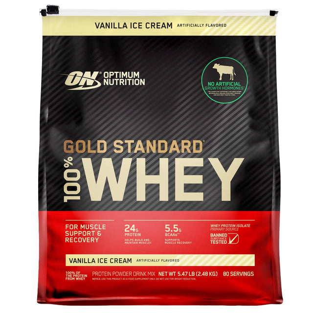 Optimum Nutrition Gold Standard 100% Whey Protein, Vanilla Ice Cream, 2.48 kg S7