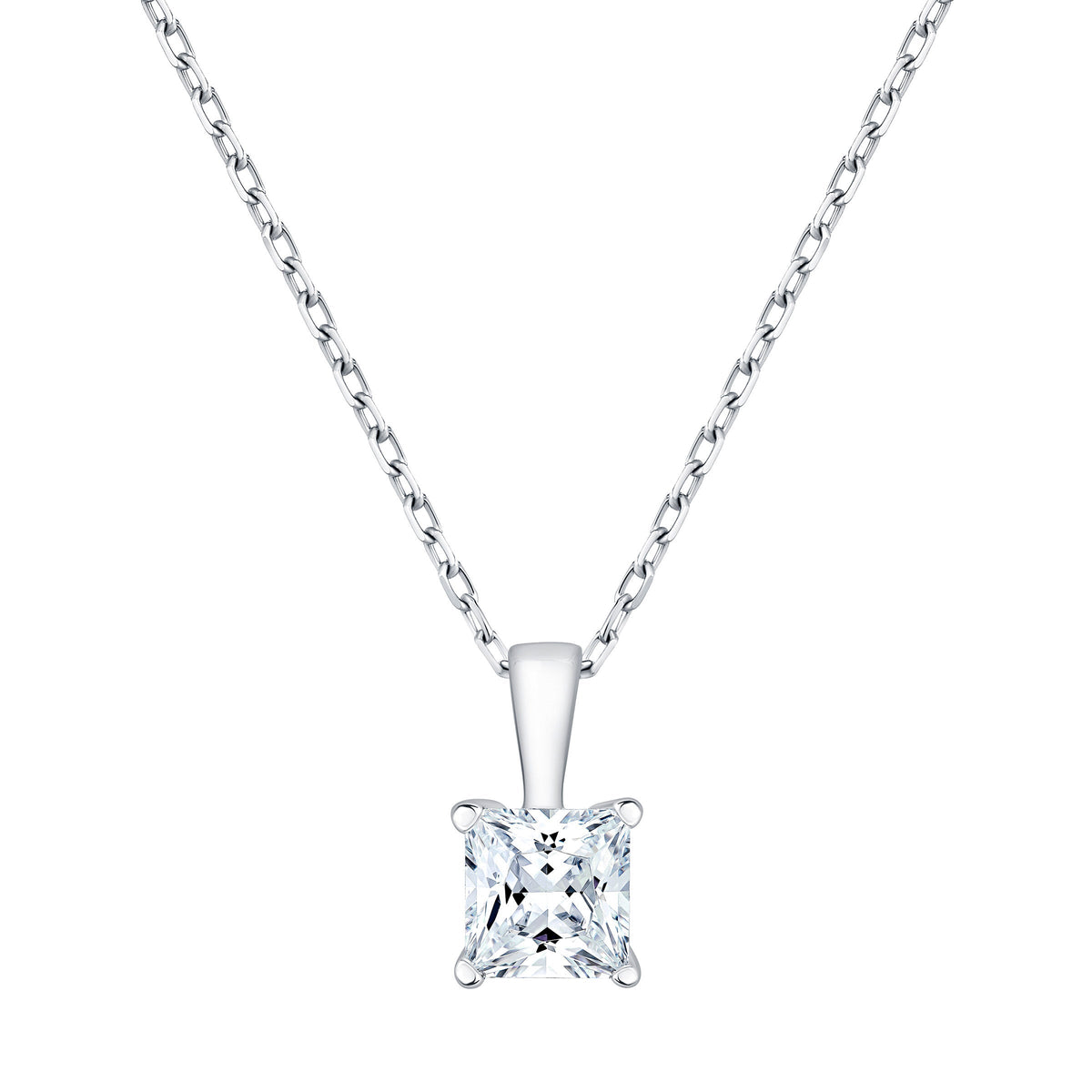 Princess Cut Diamond Solitaire Pendant (0.90 ct)