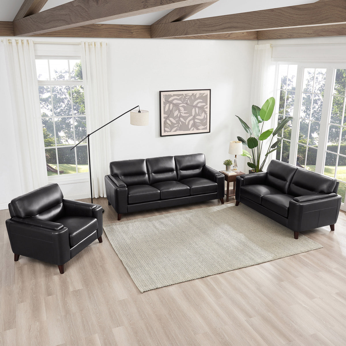 Prospera Home Sorena Top-grain Leather Sofa, Loveseat and Chair