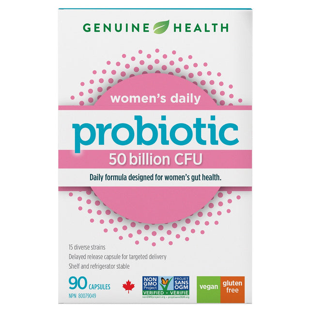Genuine Health Women's Advanced Gut Health Daily Probiotics, 50 Billion CFU, 90 capsules A8