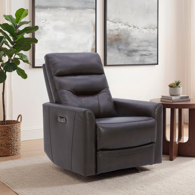 Gilman Creek Top‑grain Leather Power Glider Recliner, Dark Brown B3