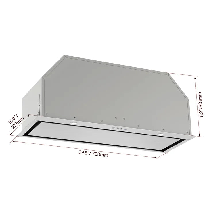 Brunetti 30 in. Stainless Steel Power Pack Insert Hood with Peripheric Suction, 600 CFM