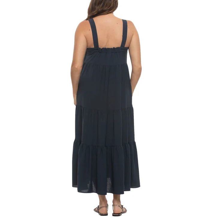 Black Bow Women's Tiered Maxi Dress
