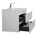 SERA CAPRI Glossy White Wall-Hung Vanity with Glossy White Polymarble Countertop