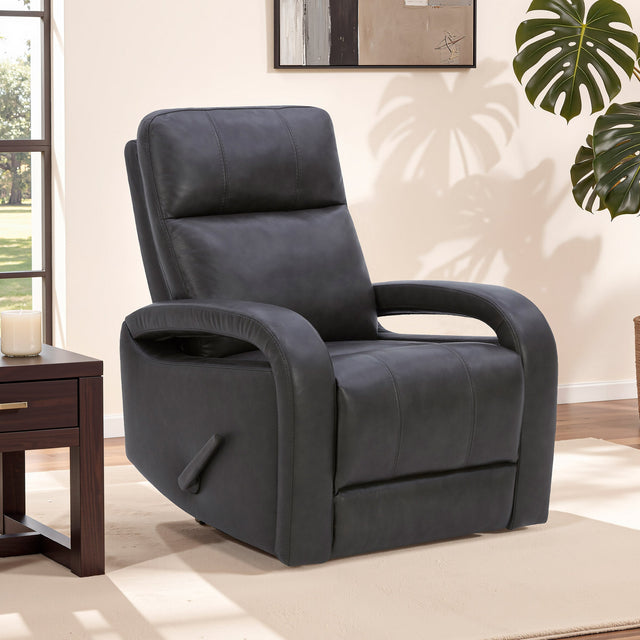 Gilman Creek – Top-grain Leather Swivel Glider Recliner, Dark Grey Z4