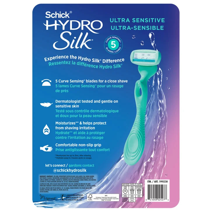 Schick Hydro Silk Ultra Sensitive Razor + 11 Cartridges