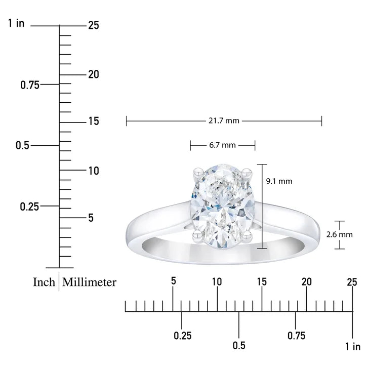 1.70 ct Oval Cut, Clarity VVS2, Colour H, Diamond Solitaire Ring