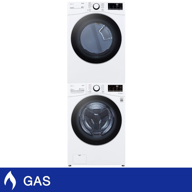 LG Laundry Bundle 5.2 cu ft. Front Load Washer and 7.4 cu ft. Gas Dryer with Stacking Kit Y2