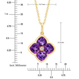 Cushion Cut Amethyst and Diamond Flower Pendant (0.01 ctw)