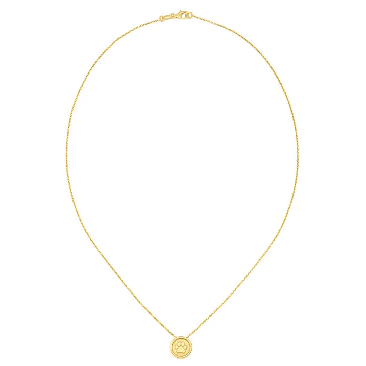 Round Paw Print Pendant in Yellow Gold