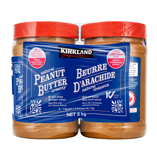 Kirkland Signature Natural Creamy Peanut Butter, 2 x 1 kg T9