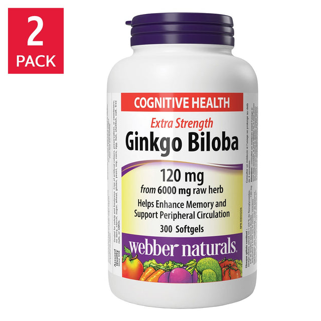webber naturals Ginkgo Biloba 120 mg 2 × 300 Softgels V2