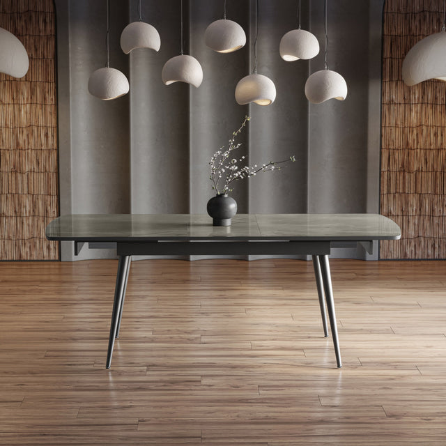 Liliosa 160.1 cm (63 in.) Extendable Dining Table with Glass Top Y3