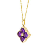 Cushion Cut Amethyst and Diamond Flower Pendant (0.01 ctw)