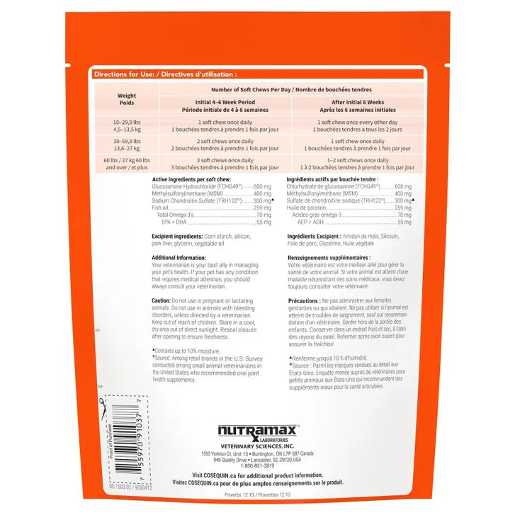 Cosequin Maximum Strength with MSM Plus Omega-3's Joint Health Supplement for Dogs
