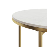 Appollo Sebastien 80 cm (31.5 in.) Round Metal Coffee Table with Marble Top