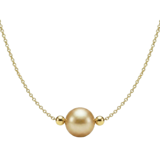10.5 – 11 mm Golden Cultured South Sea Pearl Necklace A9