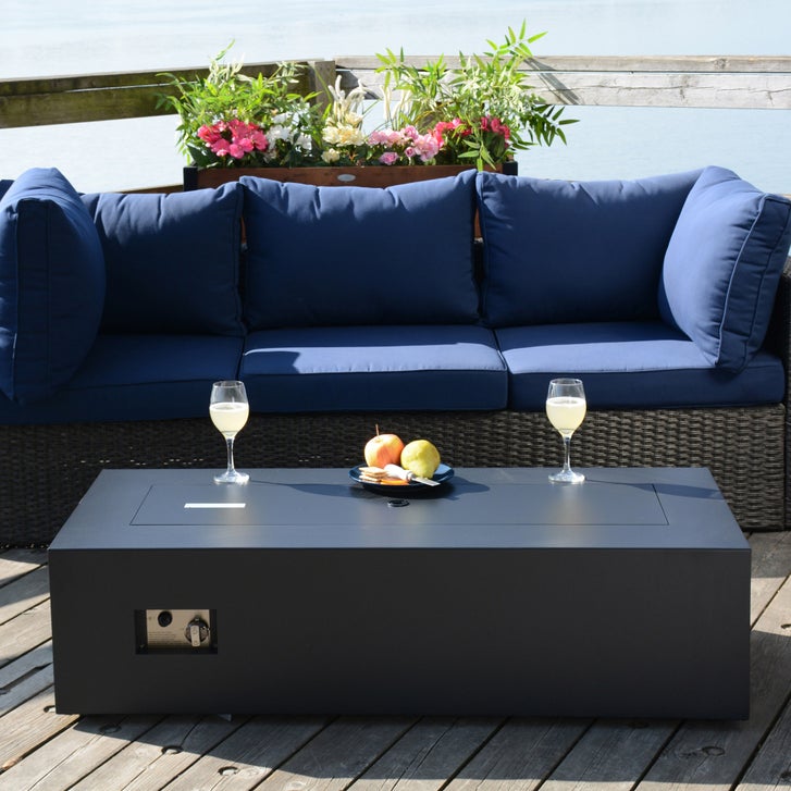 Paramount Concrete Look Aluminum Fire Table, Low Rectangular