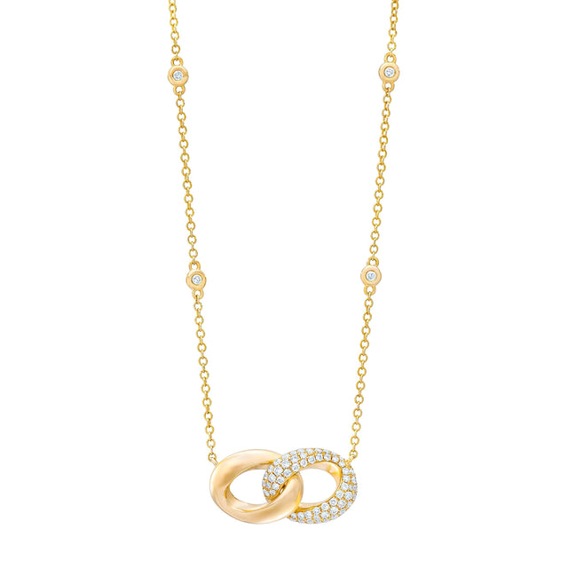 Round Brilliant Diamond Interlocking Circles Necklace (0.40 ctw) Z4