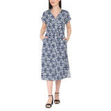 Jewel Badgley Mischka Women's Short Sleeve Button Front Dress