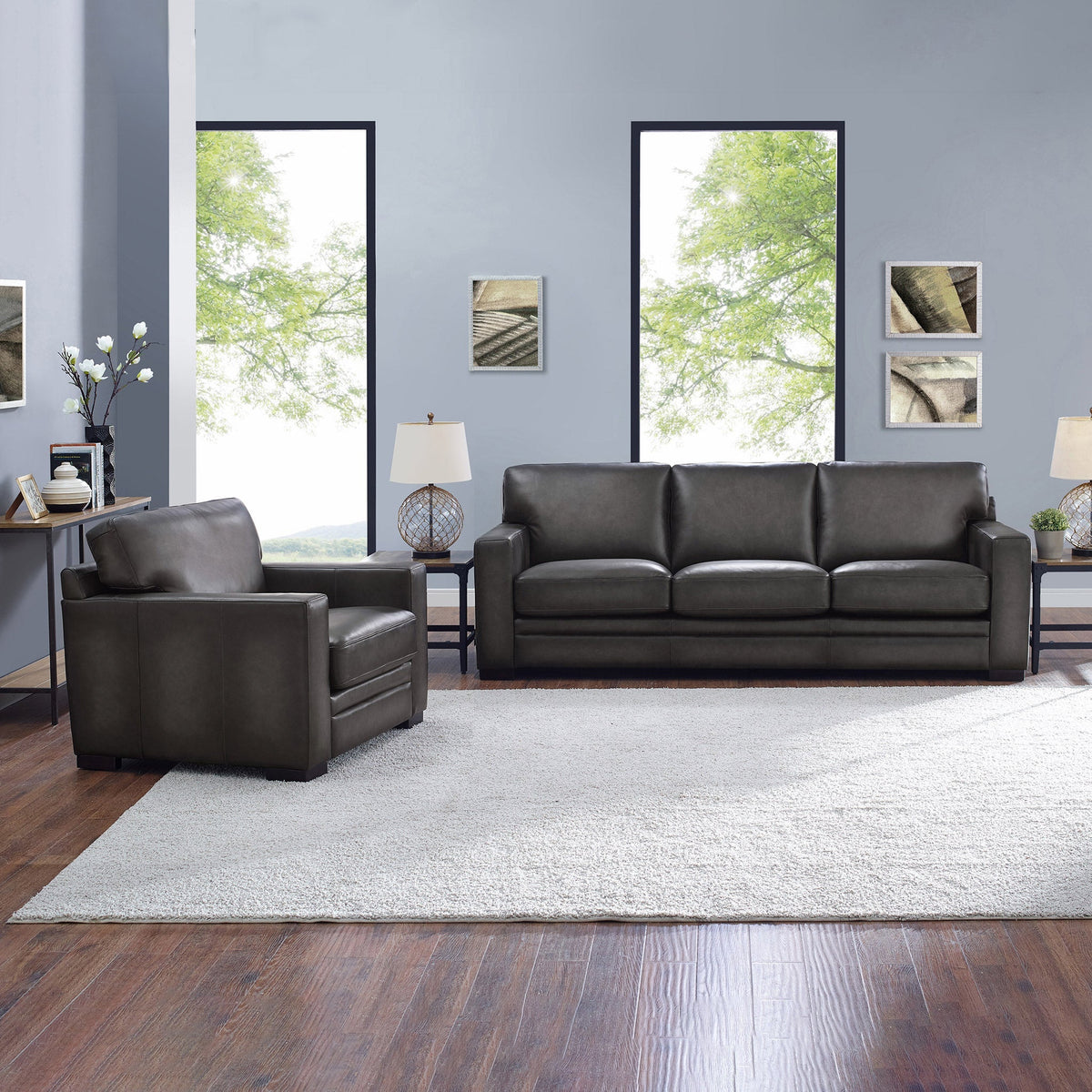 Prospera Home Luca Top-grain Leather Sofa and Chair