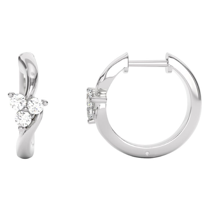 Round Brilliant Diamond Three Stone Hoop Earrings (0.20 ctw)