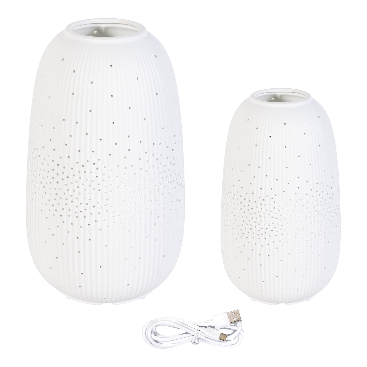 Evergreen LED Porcelain Lantern, 2-piece