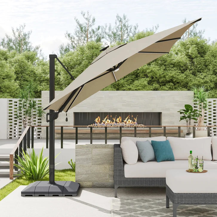 Sirio 4 m x 3 m (13 ft. x 10 ft.) Cantilever Umbrella with Solar Powered LED
