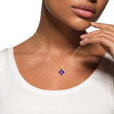 Cushion Cut Amethyst and Diamond Flower Pendant (0.01 ctw)