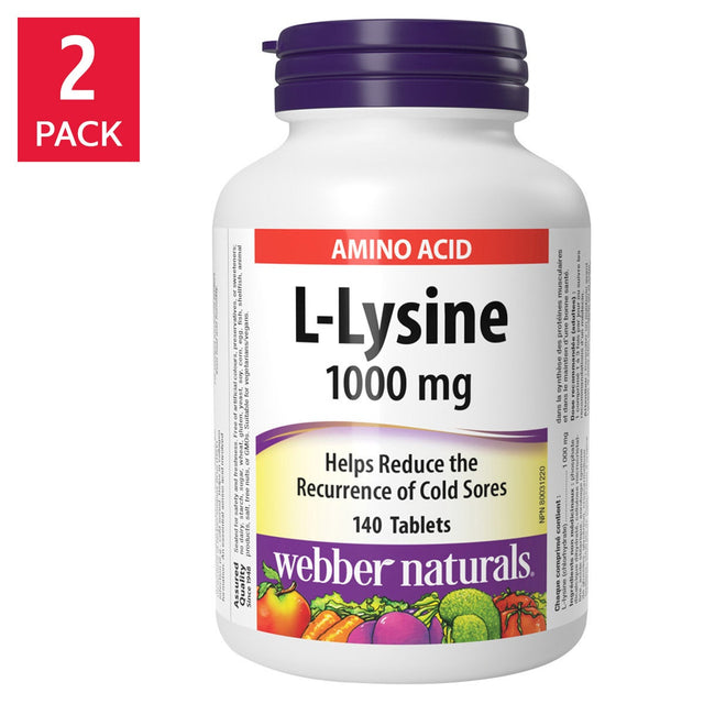 webber naturals L-Lysine 1000 mg, 2 x 140 Tablets I4