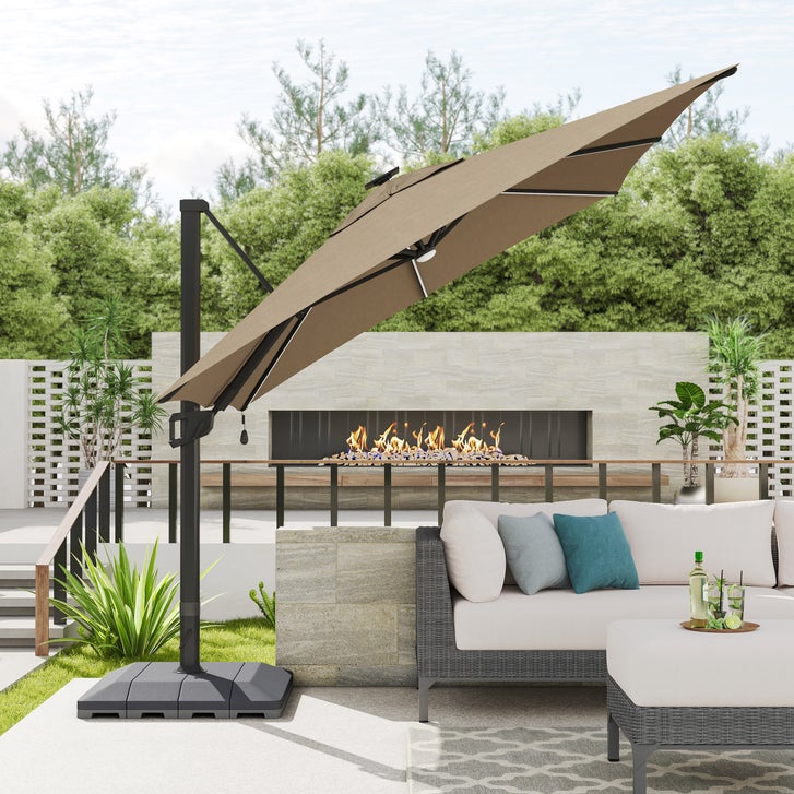 Sirio 4 m x 3 m (13 ft. x 10 ft.) Cantilever Umbrella with Solar Powered LED