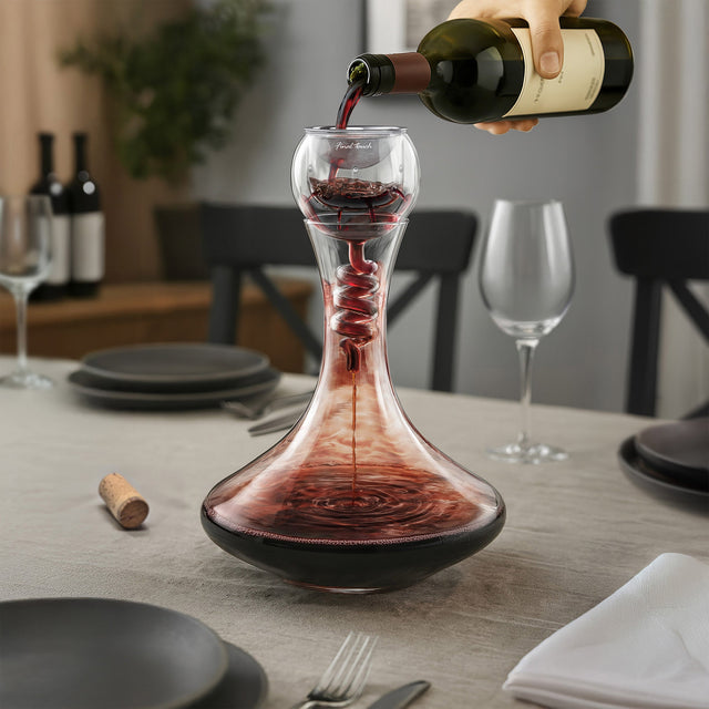 Final Touch Twister Glass Wine Aerator and 750 ml (25.4 oz) Decanter Set P0